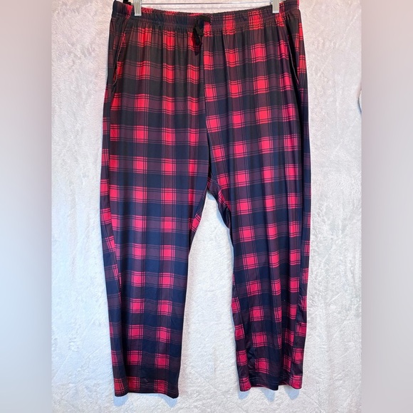 MoFiz Women’s Pajama Lounge Set 2XL | Black Top w/ Plaid Pocket + Red Plaid Pant - Picture 11 of 14